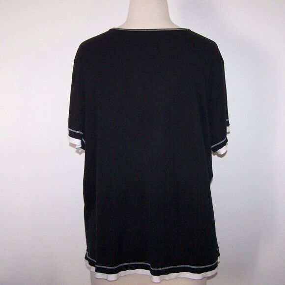 Made for Life T Shirt Top Womens Plus 3X Comfy Short Sleeve Black White Stretch - Picture 8 of 10